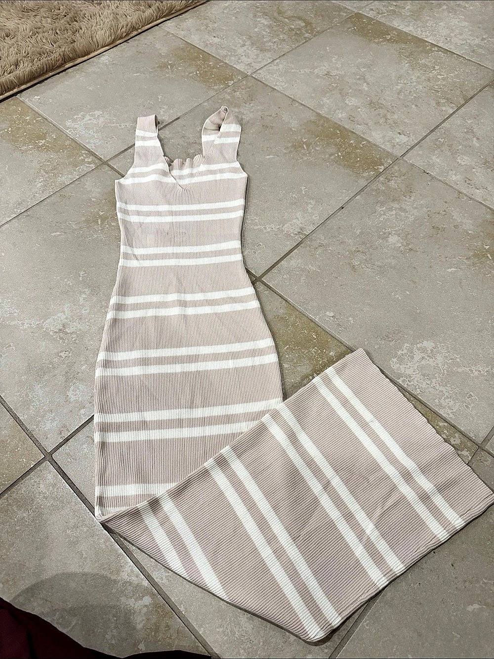 MESHki Striped Maxi Dress in Pink & White Like New
